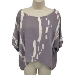 Bjewel Women's Light Purple Tie Dye Boat Neck High Low Blouse Top Size Medium